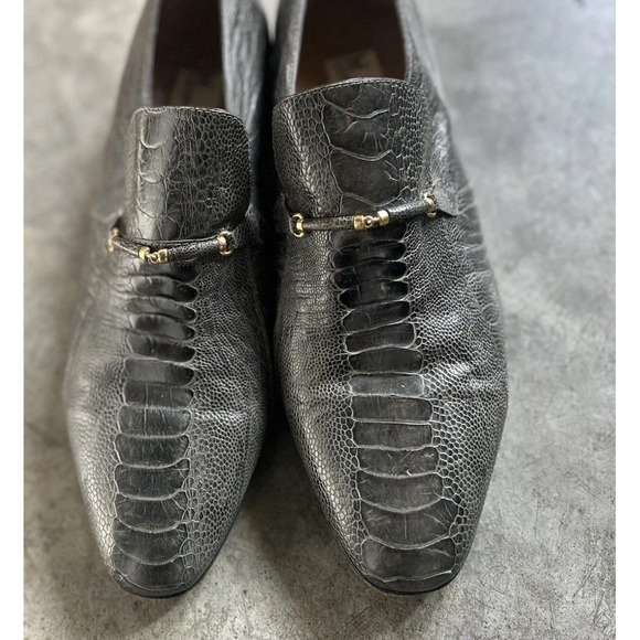 Moreschi Ostrich Leather Loafers Made In Italy Men's Size 13 - Picture 7 of 16